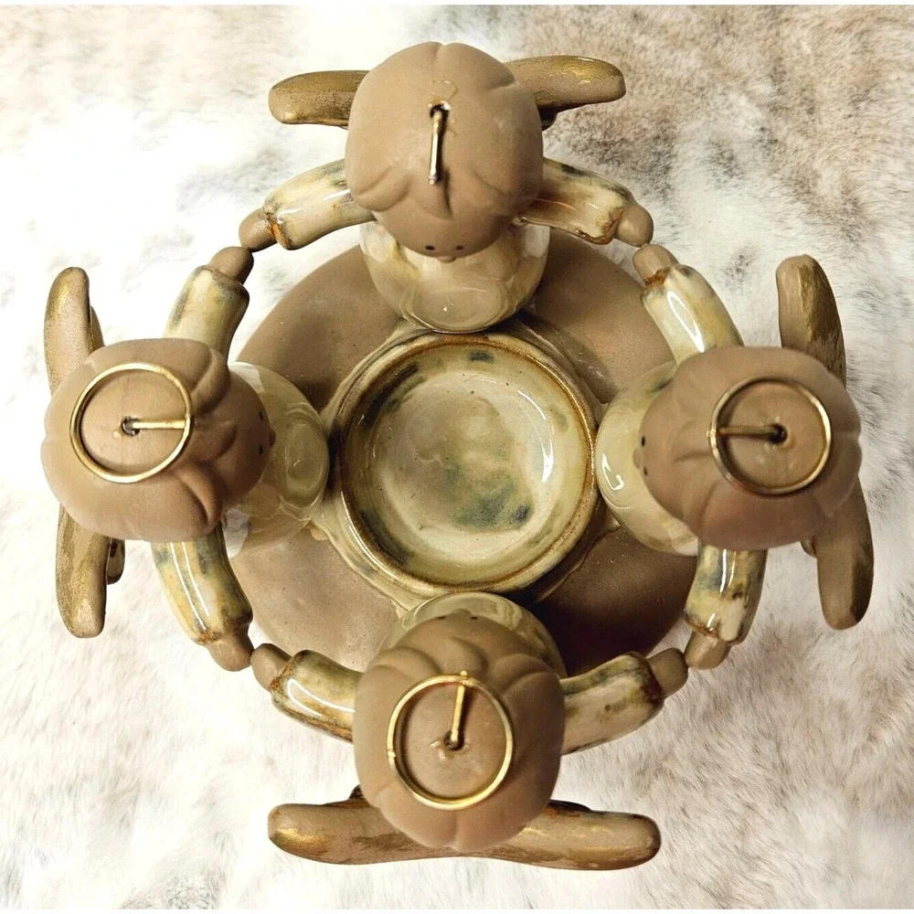 Circle Four Angels Ceramic Pottery Votive Candle Holder Year-Round Artsy‎